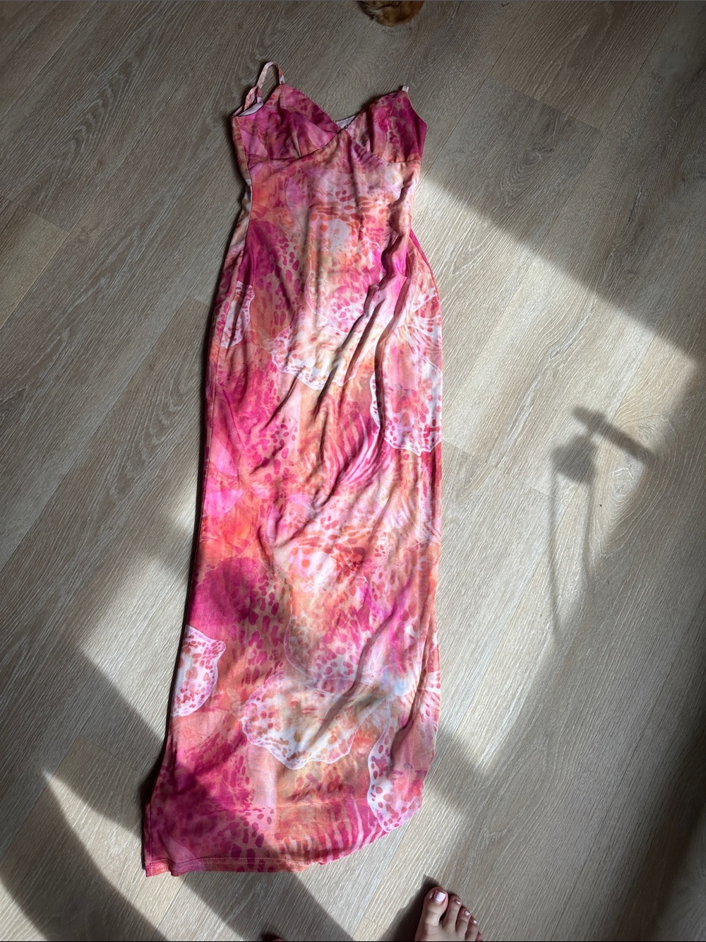 Peppermayo Pink Multiwatercolor Slip Maxi Dress